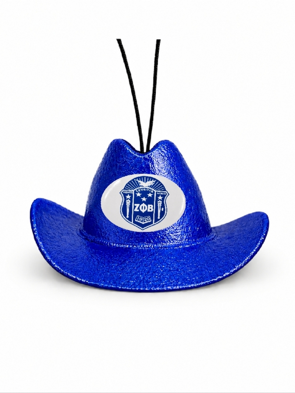 White Cowboy Hat with Blue ZΦB Crest